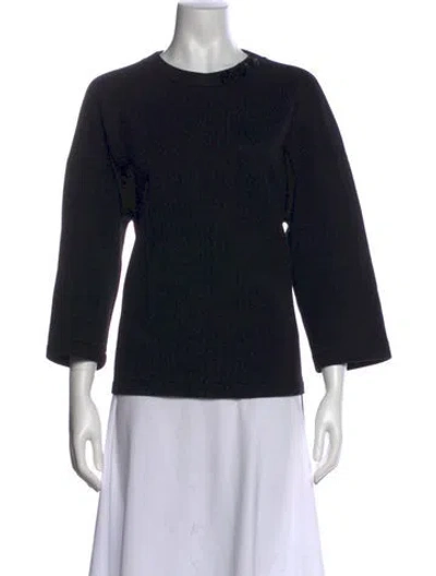 Pre-owned S Max Mara Crew Neck Three-quarter Sleeve Sweatshirt In Black