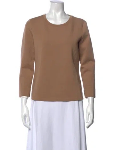 Pre-owned S Max Mara Crew Neck Three-quarter Sleeve Top In Neutrals