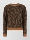 S Max Mara Crew Neck Zebra Pattern Knit Sweater In Red