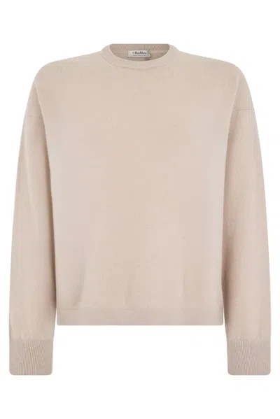 S Max Mara Crewneck Sweater In Cashmere Blend In Neutral