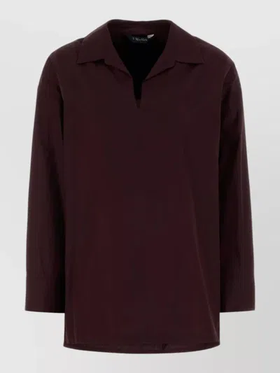 S Max Mara Cristel Poplin Blouse Collared Long Sleeves In Burgundy
