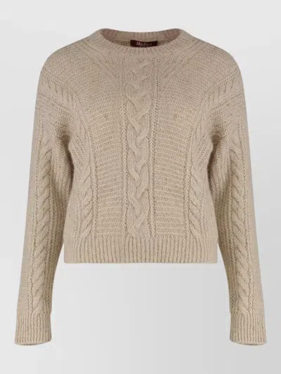 S Max Mara Cropped Alpaca Blend Boxy Knit Sweater In Neutral