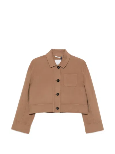 S Max Mara Cropped Button-down Jacket In Brown
