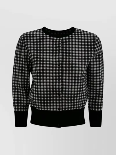 's Max Mara Cropped Crew-neck T-shirt Featuring Checkered Pattern In Black