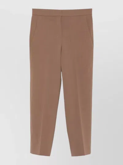 S Max Mara Cropped Straight Leg Pants Belt Loops In Brown