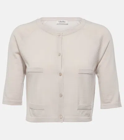 S Max Mara Cropped Wool Cardigan In White