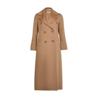 S Max Mara Custodi Long Coat In Beige