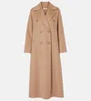 S Max Mara Long Length Double-breasted Coat With Back Vent In Brown