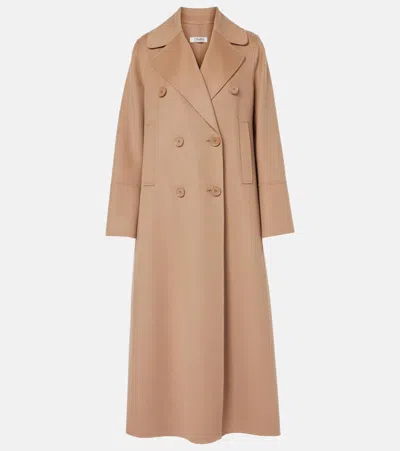 S Max Mara Long Length Double-breasted Coat With Back Vent In Camel