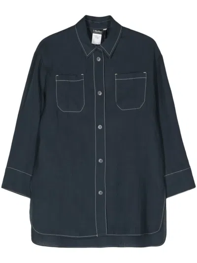 S Max Mara Daria Linen Shirt In Blue
