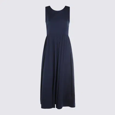 'S MAX MARA DARK BLUE MOIRS COTTON DRESS