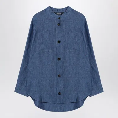 's Max Mara S Max Mara  Denim Blue Shirt In Linen Canvas