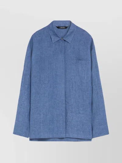 's Max Mara Denim Texture Asymmetric Hem Shirt In Blue