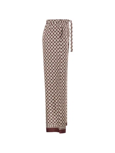 S Max Mara Dice-print Silk Trousers In Brown