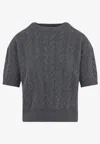 S Max Mara Dominus Cable Knit Sweater In Gray