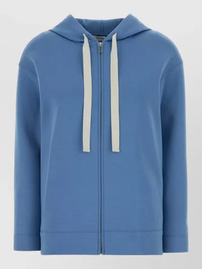 S Max Mara Doria Stretch Cotton Hooded Sweatshirt In Blue