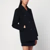 S Max Mara Double-breasted Coat In Midnight Blue Wool