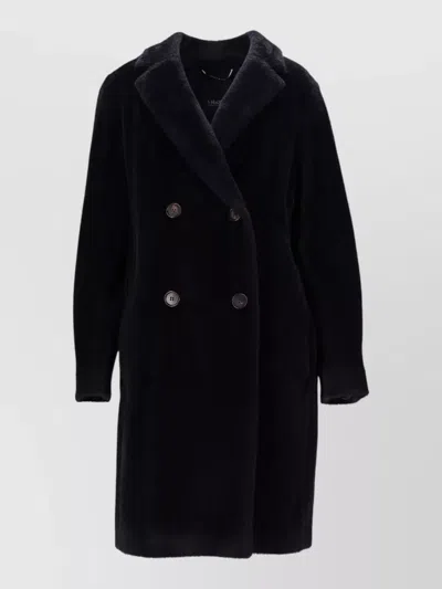 S Max Mara Double Breasted Coat Long Sleeves Mid Length In Black