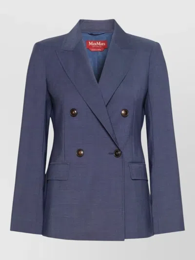 S Max Mara Double Breasted Jacket Flap Pockets Lapels In Purple