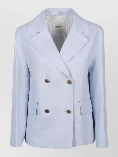 S Max Mara Double Breasted Suit Jacket Notched Lapels In Blue