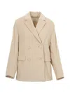 S Max Mara Laura's Double-breasted Linen Bl In Bianco