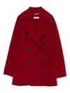 's Max Mara Caban Double-breasted Virgin Wool Peacoat In Red