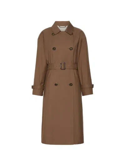 S Max Mara Double-breasted Belted Trench Coat In Brown