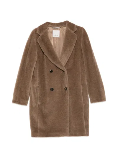 S Max Mara Double-breasted Brushed Coat In Metallic
