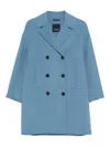 S Max Mara Wool Double-breasted Coat In Blue