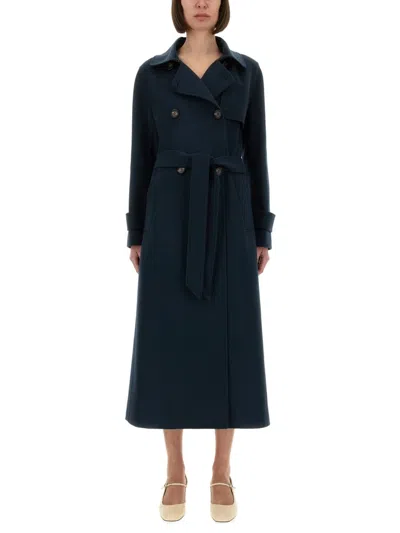 S Max Mara Doublebreasted Coat Sem In Blue