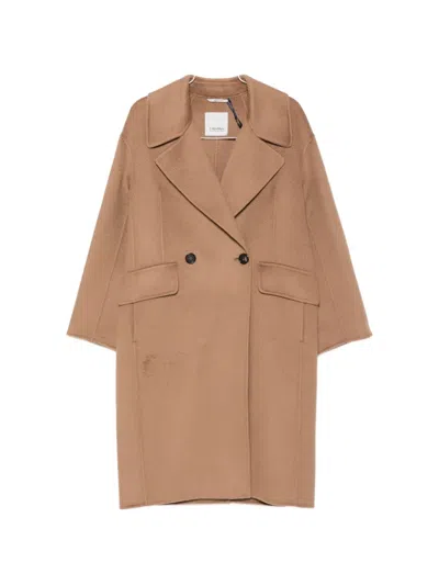 S Max Mara Double-breasted Notched-lapel Coat In Brown