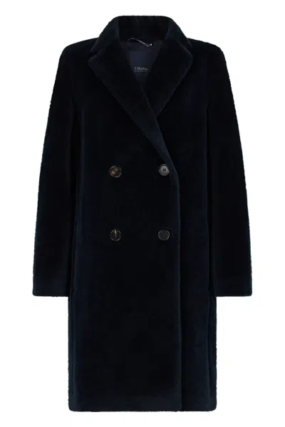 S Max Mara Double-breasted Wool And Alpaca Coat In Blue