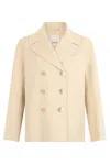 S Max Mara Double Breasted Wool Jacket Structured Cut In Neutral