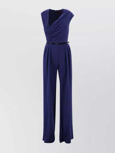 's Max Mara Draped Cady Jumpsuit Embroidered Belt In Blue