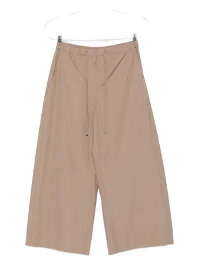 S Max Mara Drawstring Cotton Trousers In Brown
