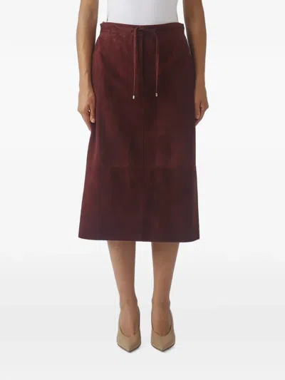 S Max Mara Drawstring Suede Skirt In Brown