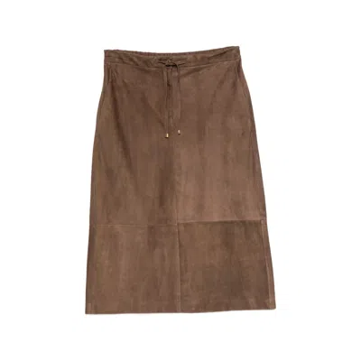 S Max Mara Drawstring-waist Suede Skirt In Brown