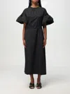 S Max Mara Dress With Puff Sleeves And Embellished Belt In Black