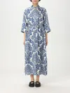 S Max Mara Floral Pattern Silk Shirt Dress In Navy