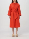 's Max Mara Tabata Poplin Belted Midi Shirt Dress In Orange