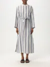 's Max Mara Rima Striped Ramie And Cotton Midi Dress In White