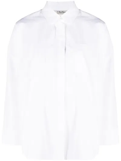 S Max Mara Drop-shoulder Cotton Shirt In White