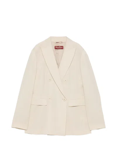 's Max Mara Ebbri Double-breasted Peak-lapels Jacket In Neutral