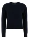 S Max Mara Wool Crew Neck Sweater With Elbow Patches In Blue