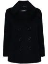 S Max Mara Efebo Double Breast Wool Short Coat In Blue