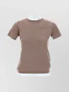 S Max Mara Egidio Crew Neck Short Sleeve Top With Chest Pocket In Neutrals