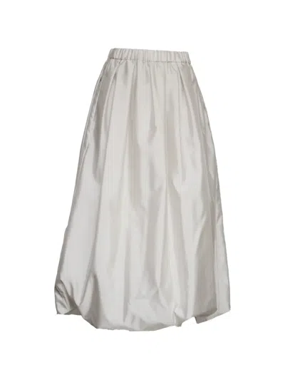 S Max Mara Geraffter Rock Mit Stretchbund In White