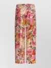 's Max Mara Elastic Waistband Floral Print Lightweight Wide Leg Trousers In Bunt