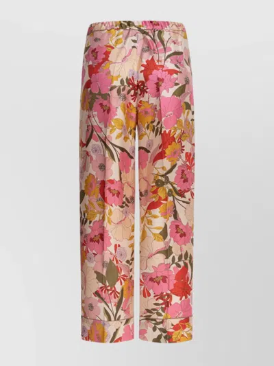 's Max Mara Elastic Waistband Floral Print Lightweight Wide Leg Trousers In Bunt