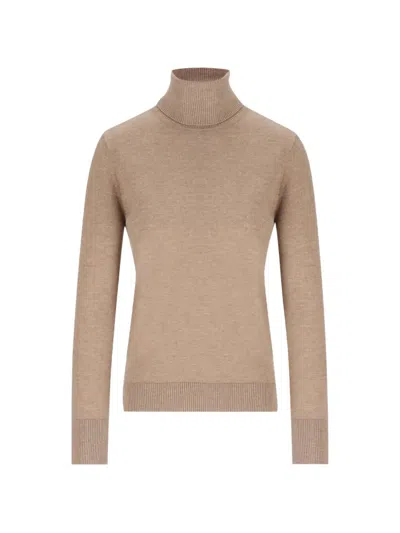 S Max Mara Elbow-patch Roll-neck Sweater In Brown